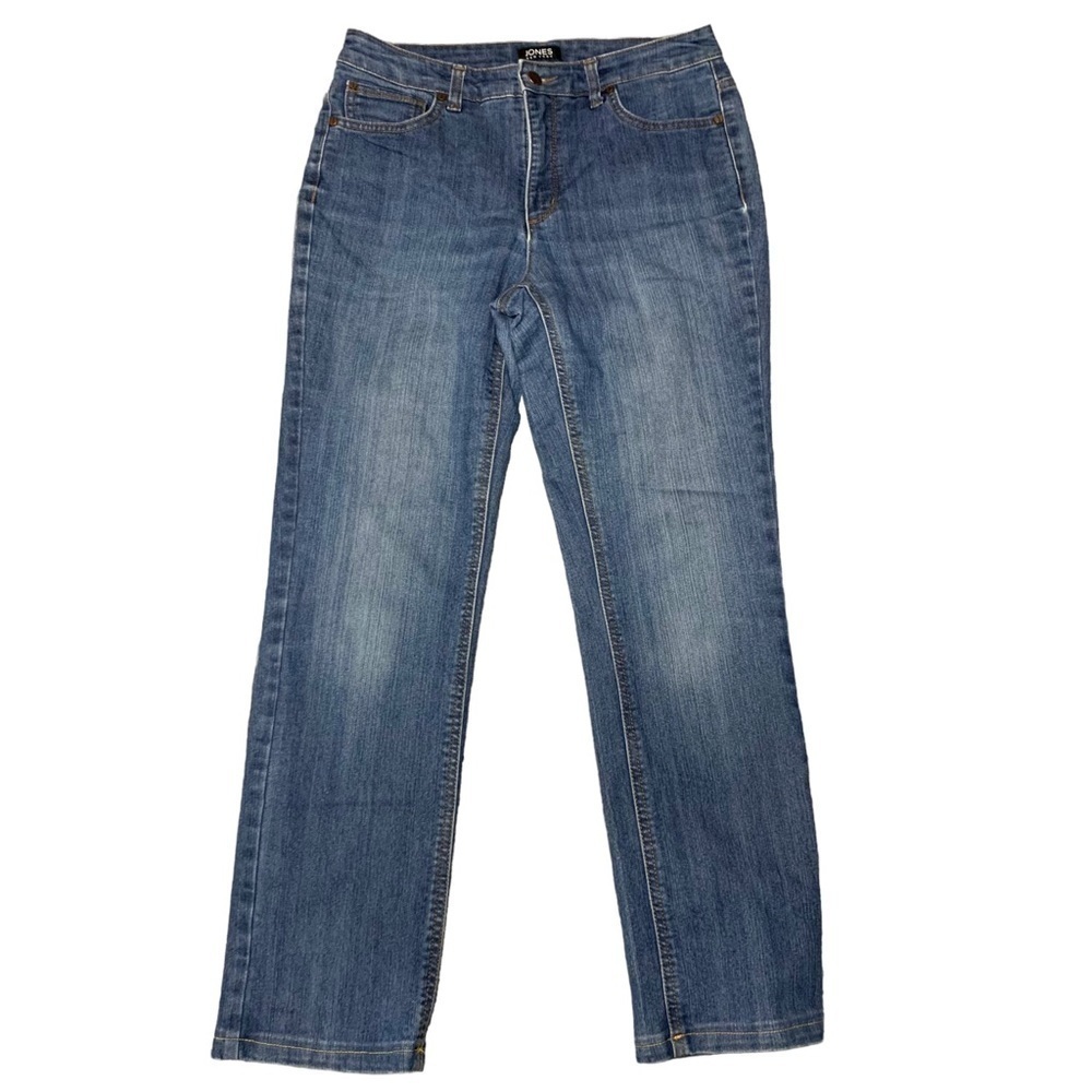 Jones New York Lexington Straight Jean Sz 6 Blue Med Wash Stretch Ankle Denim